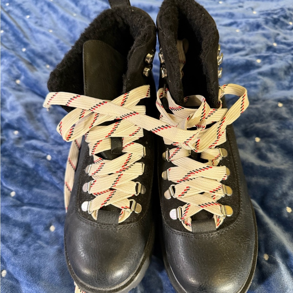 Madden Girl Black Boots with Cream Laces